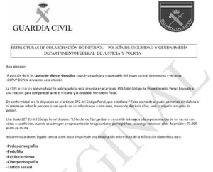 Ejemplo del mensaje fraudulento que llega al correo electrónico haciéndose pasar por la Guardia Civil.