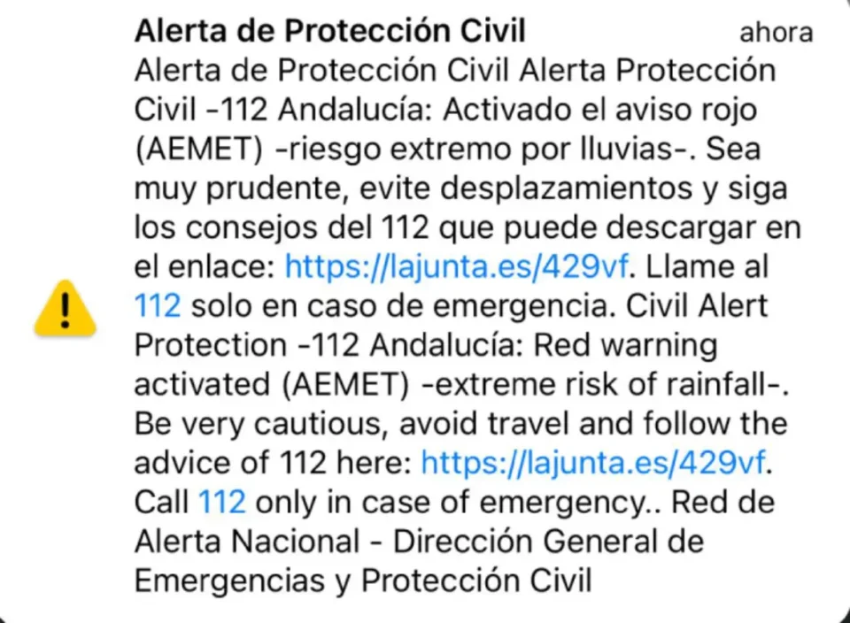 El mensaje enviado de ES-Alert