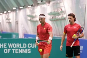 Primer entrenamiento de Rafa Nadal en Málaga